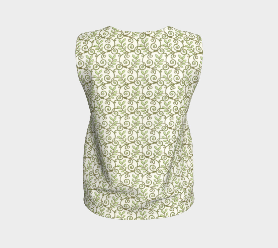 Green Cream Leafy Lace Floral Loose Tank Top preview #2