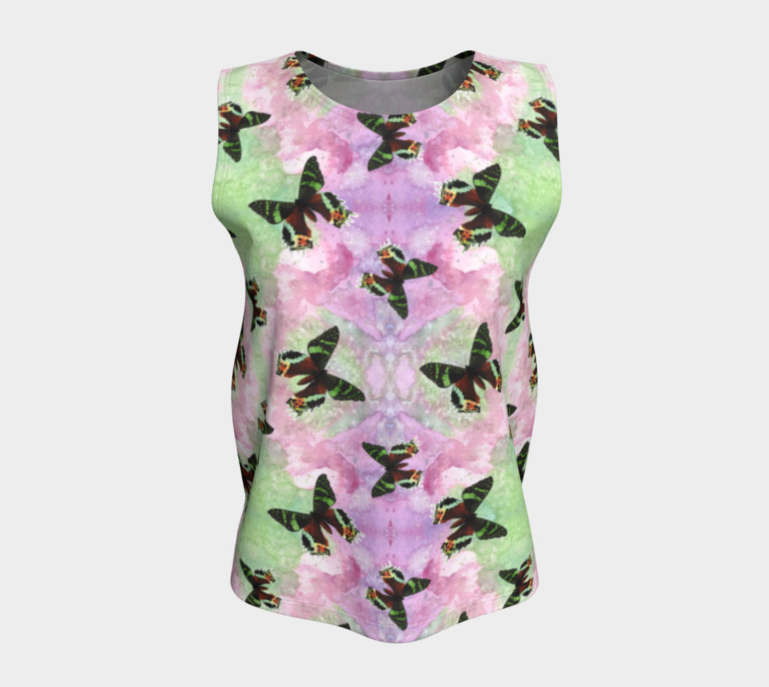 Urania Ripheus butterflies pattern Loose Tank Top preview #5