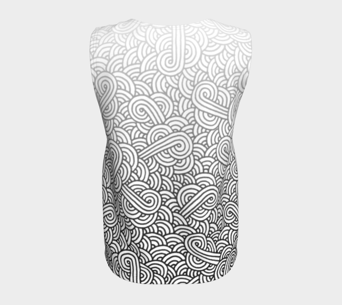 Gradient black and white swirls doodles Loose Tank Top preview #6