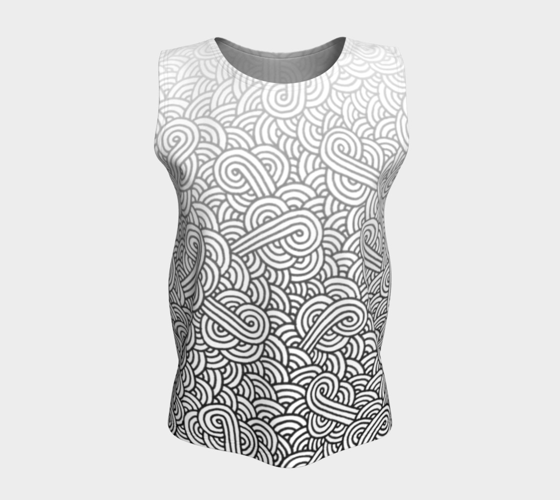 Gradient black and white swirls doodles Loose Tank Top preview #5