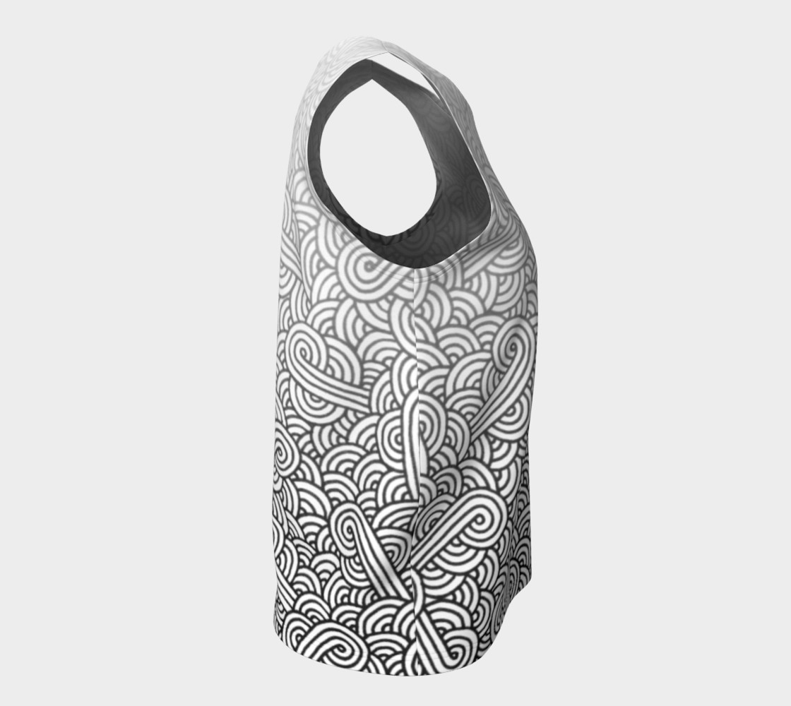 Gradient black and white swirls doodles Loose Tank Top preview #8