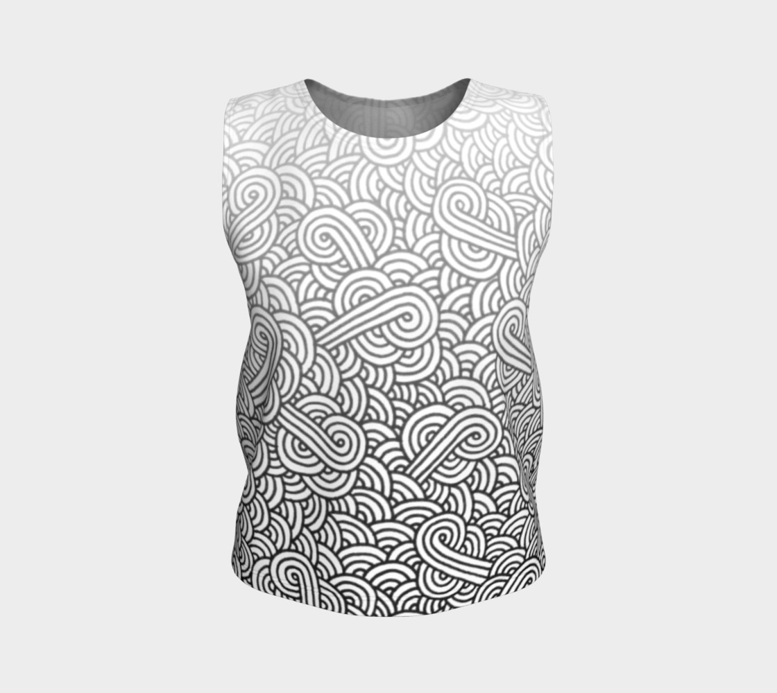 Gradient black and white swirls doodles Loose Tank Top thumbnail #2