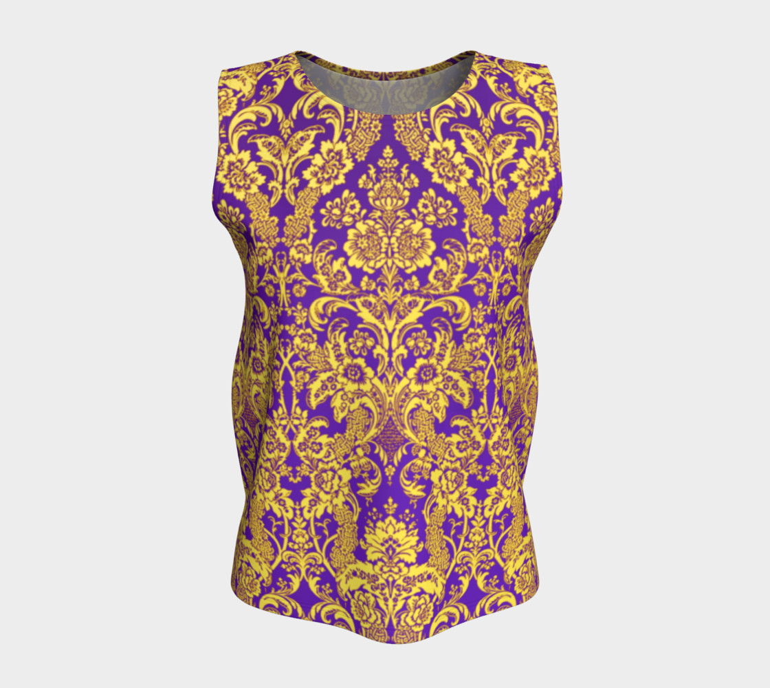 damask in purple and golden Miniature #6
