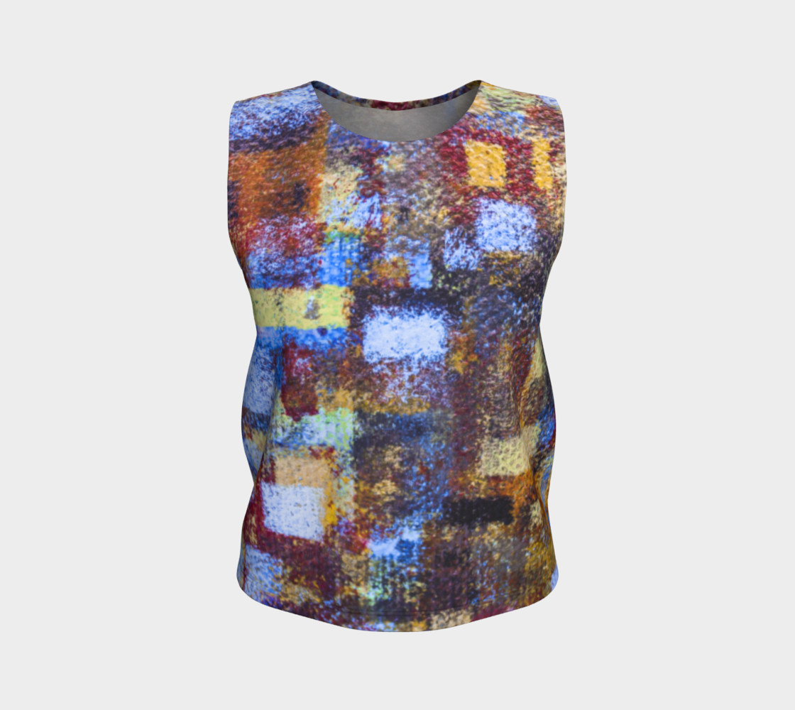 Aperçu de Abstract Mosaic Blue Loose Tank #1