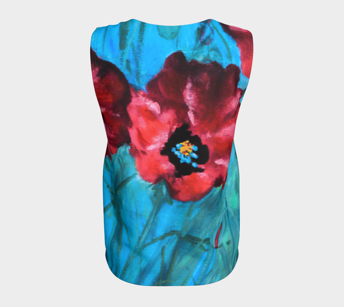 Big Red Floral Poppies Loose Tank preview #6