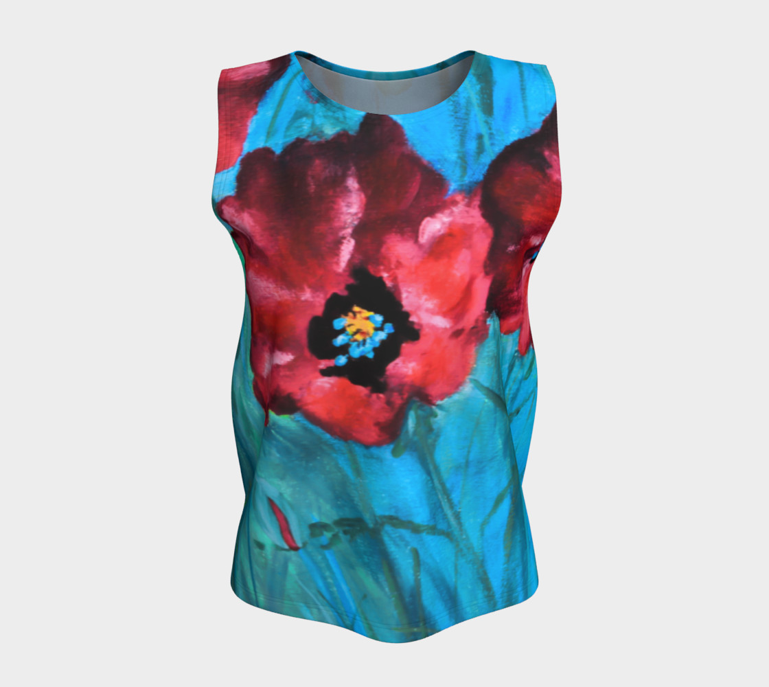 Big Red Floral Poppies Loose Tank preview #5