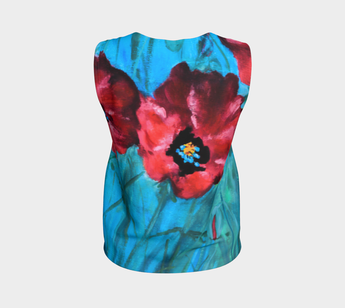Big Red Floral Poppies Loose Tank preview #2
