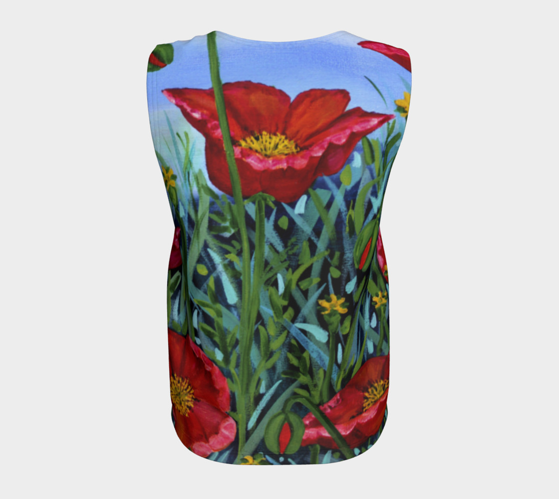Aperçu de Big Red Floral Poppies Loose Tank #6