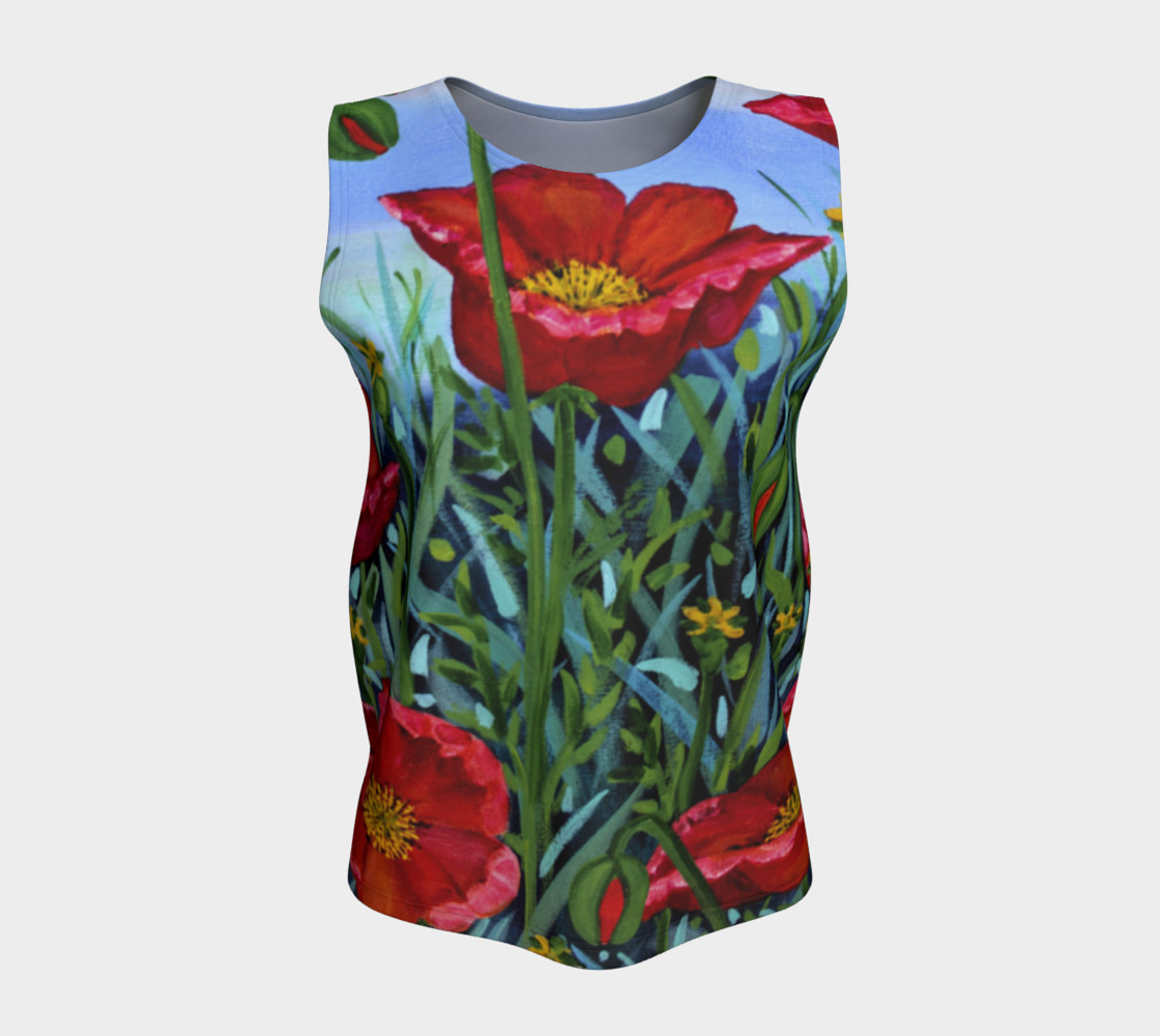 Aperçu de Big Red Floral Poppies Loose Tank #5