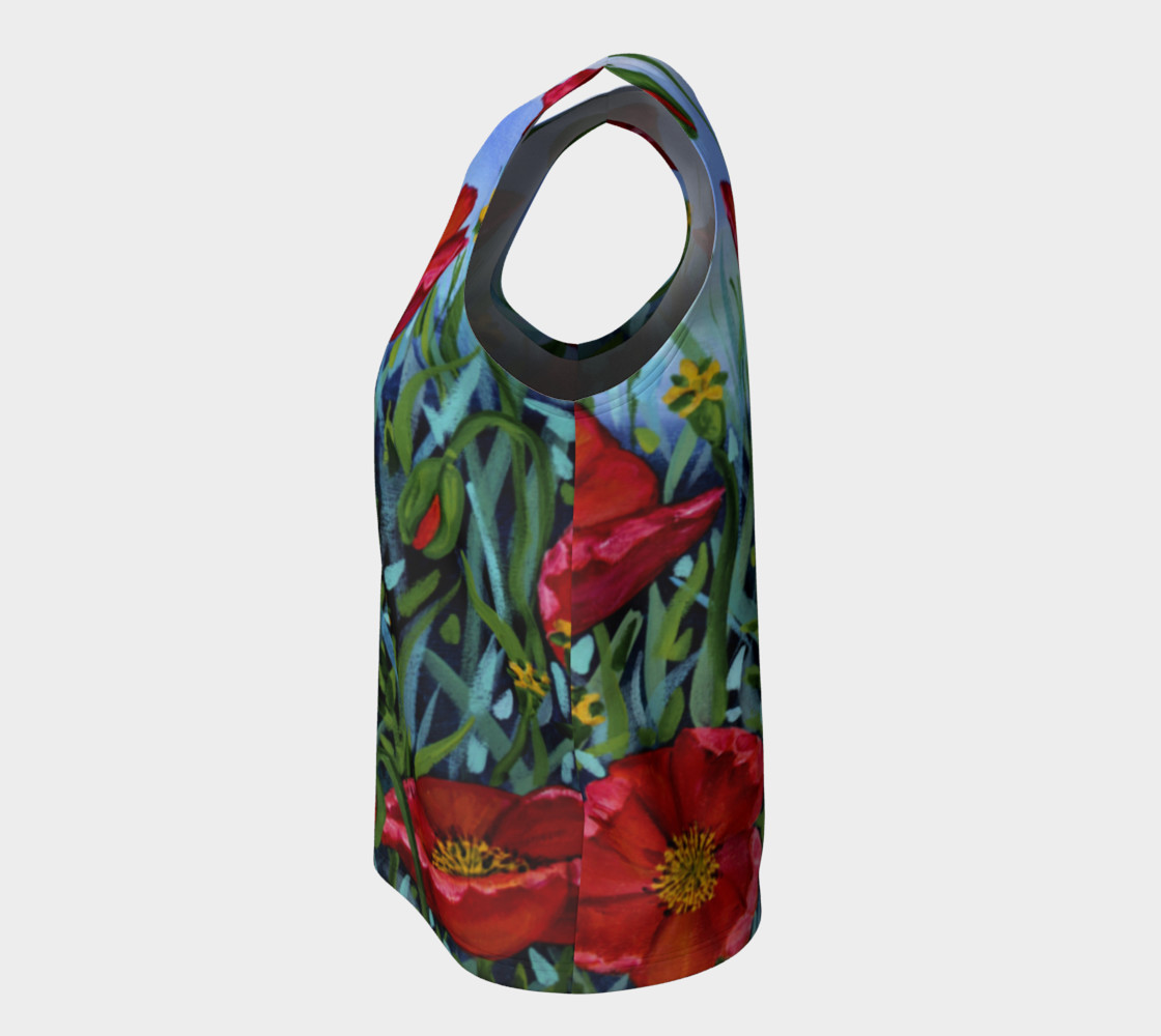 Aperçu de Big Red Floral Poppies Loose Tank #7