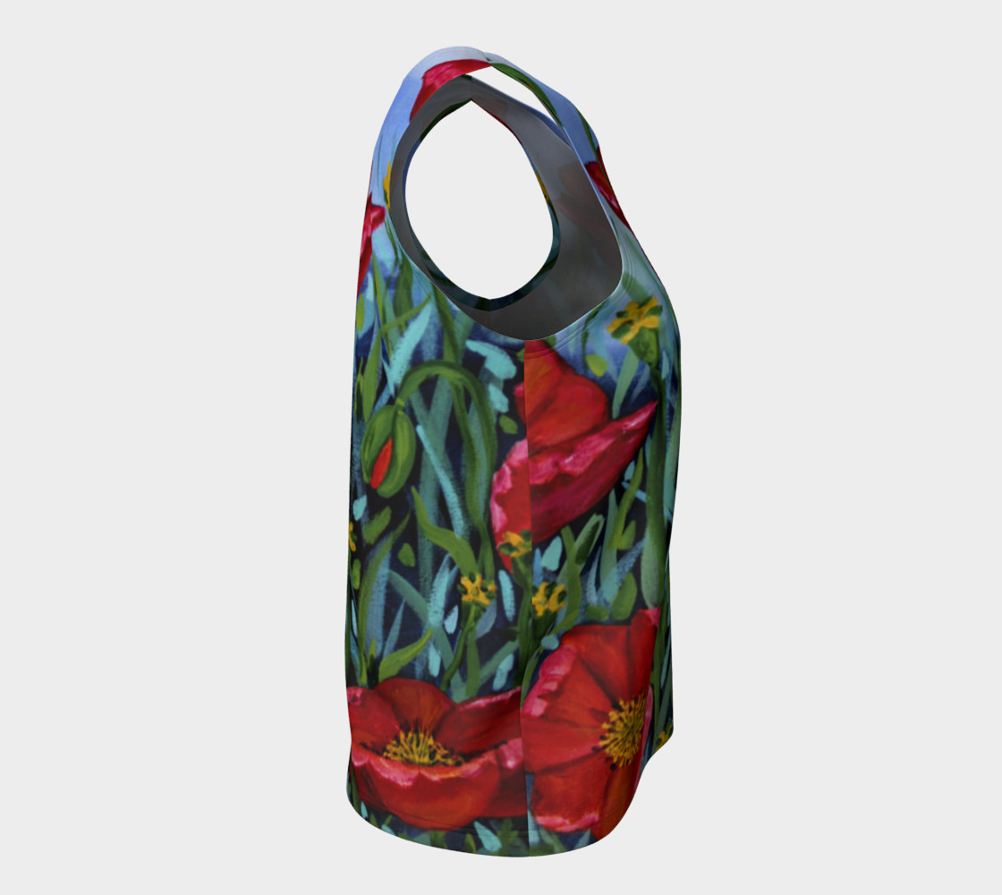Aperçu de Big Red Floral Poppies Loose Tank #8