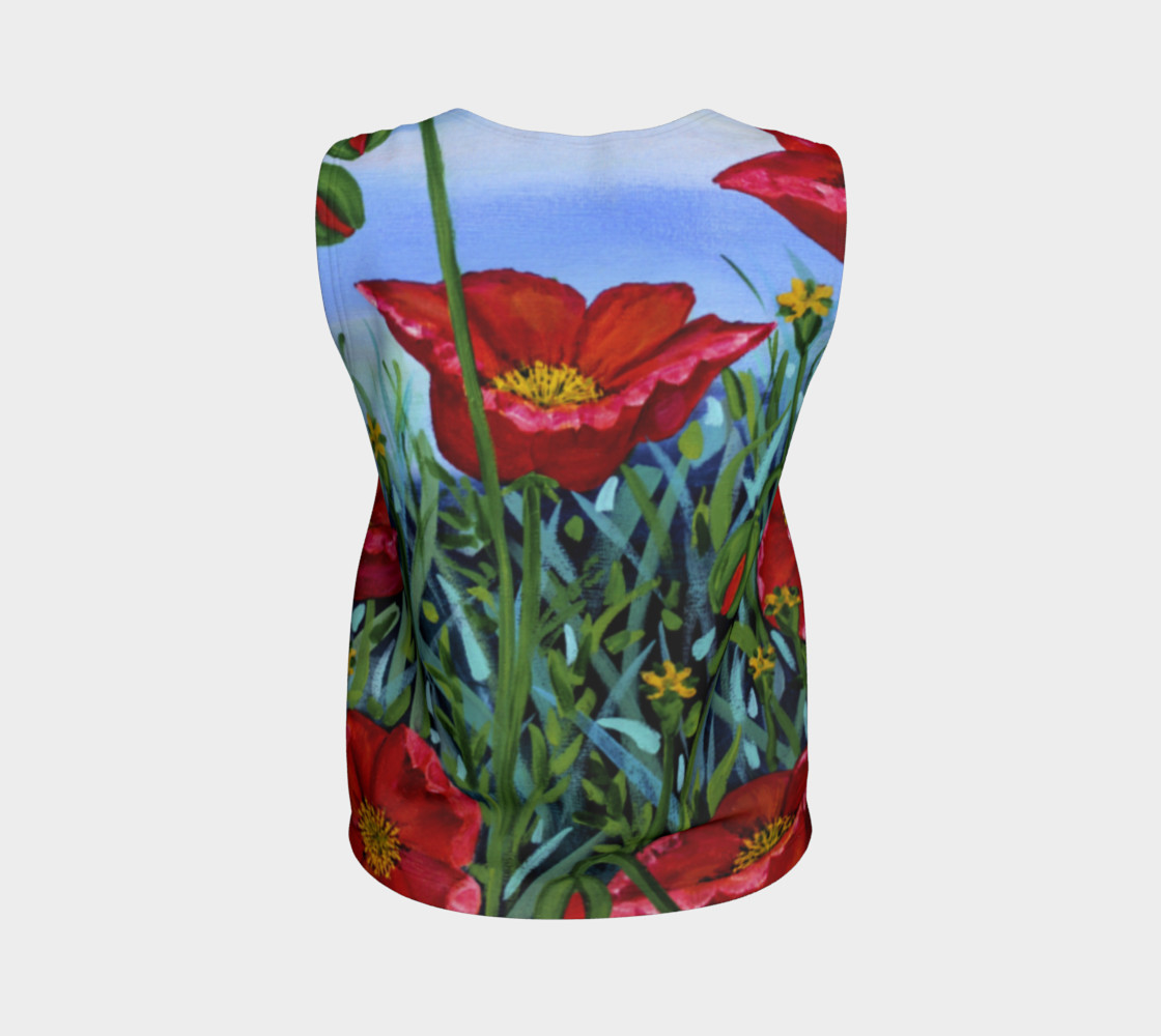 Aperçu de Big Red Floral Poppies Loose Tank #2