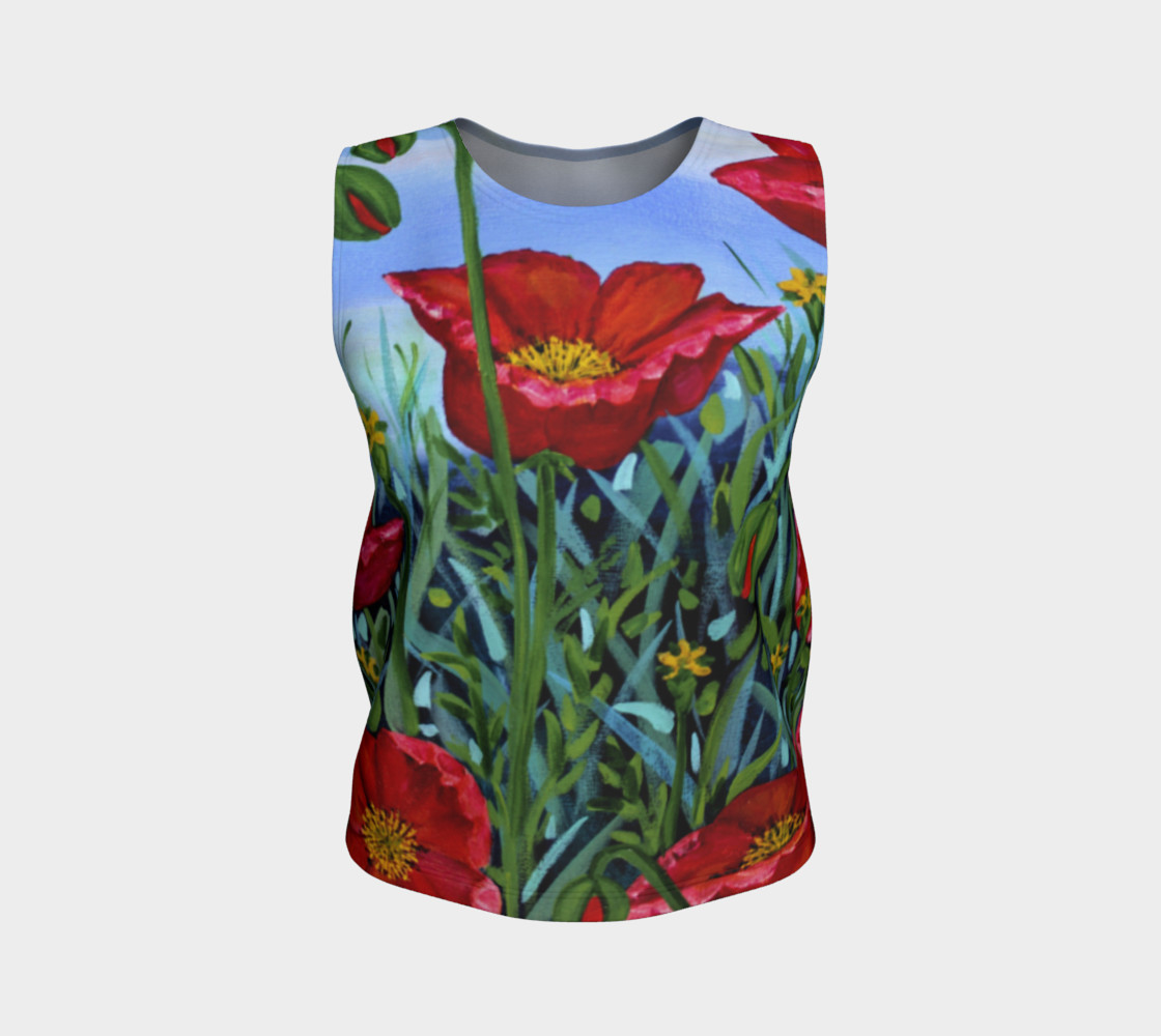 Aperçu de Big Red Floral Poppies Loose Tank #1