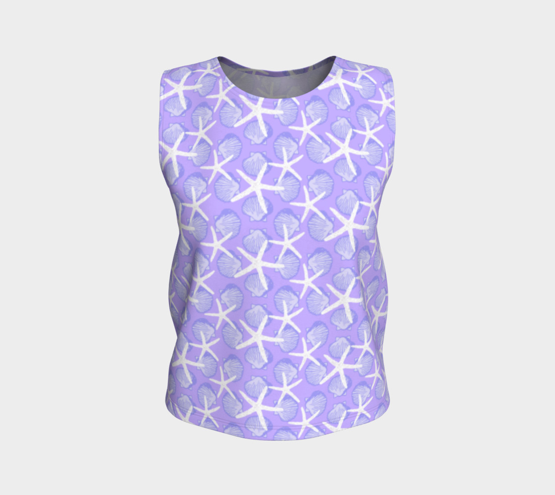 White Starfish with Purple Scallop Shells on Purple 3D preview