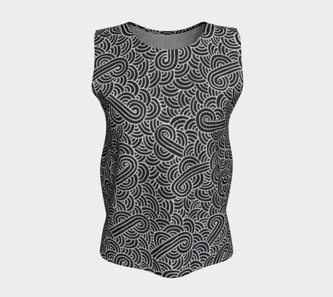 Faux silver and black swirls doodles Loose Tank Top thumbnail #6