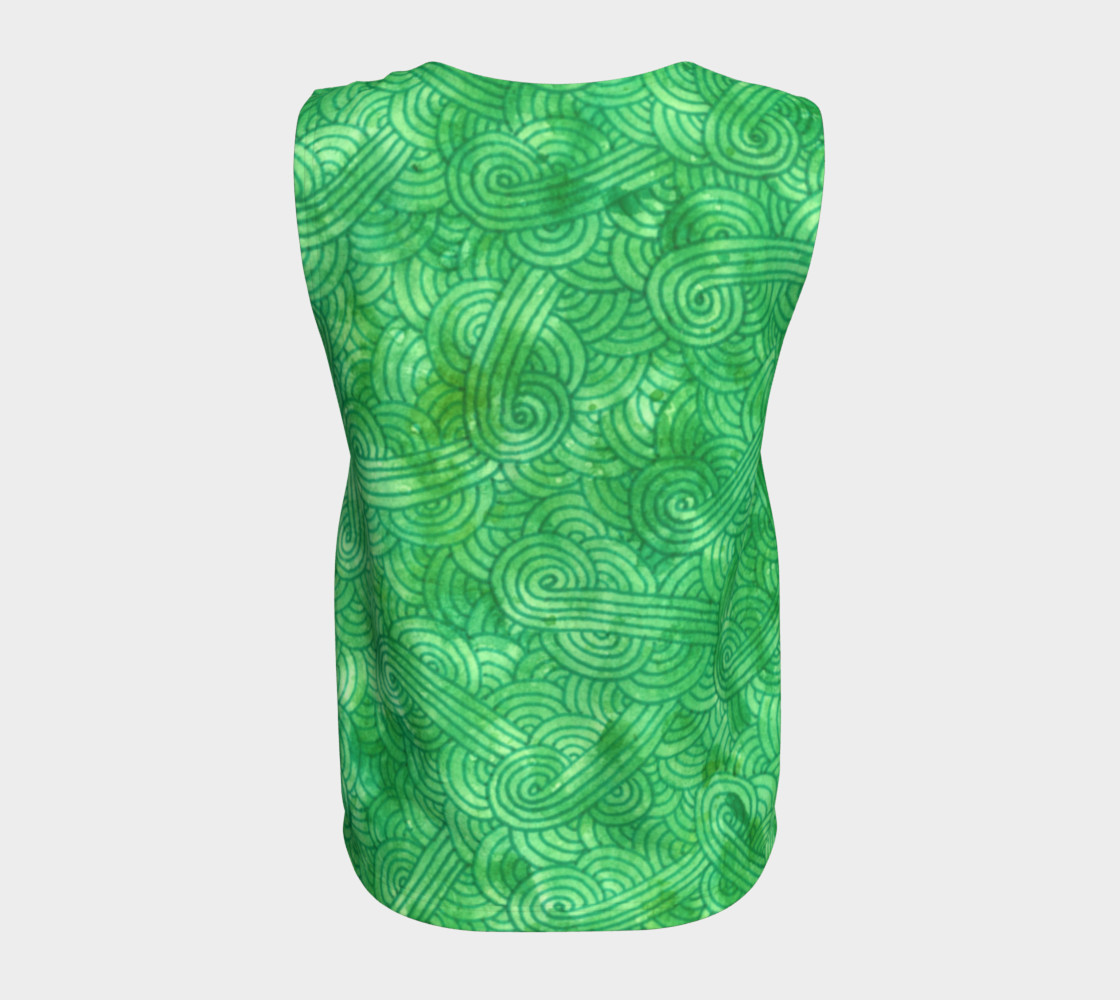 Green swirls doodles Loose Tank Top preview #6
