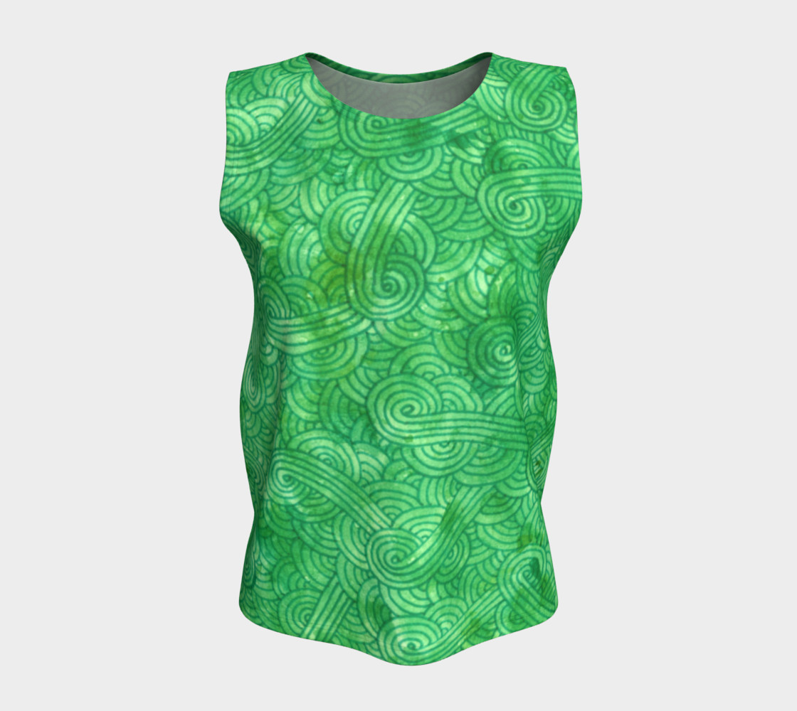 Green swirls doodles Loose Tank Top preview #5