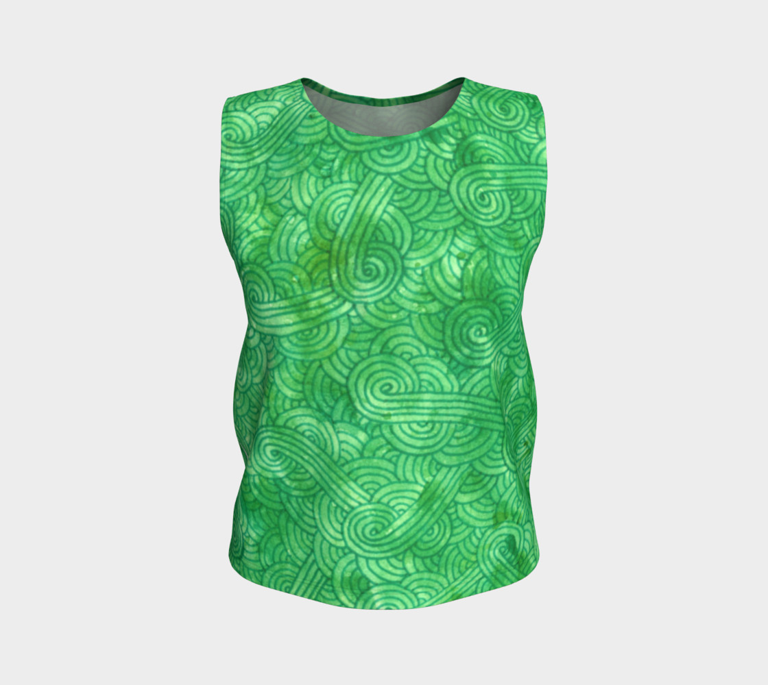 Green swirls doodles Loose Tank Top preview #1