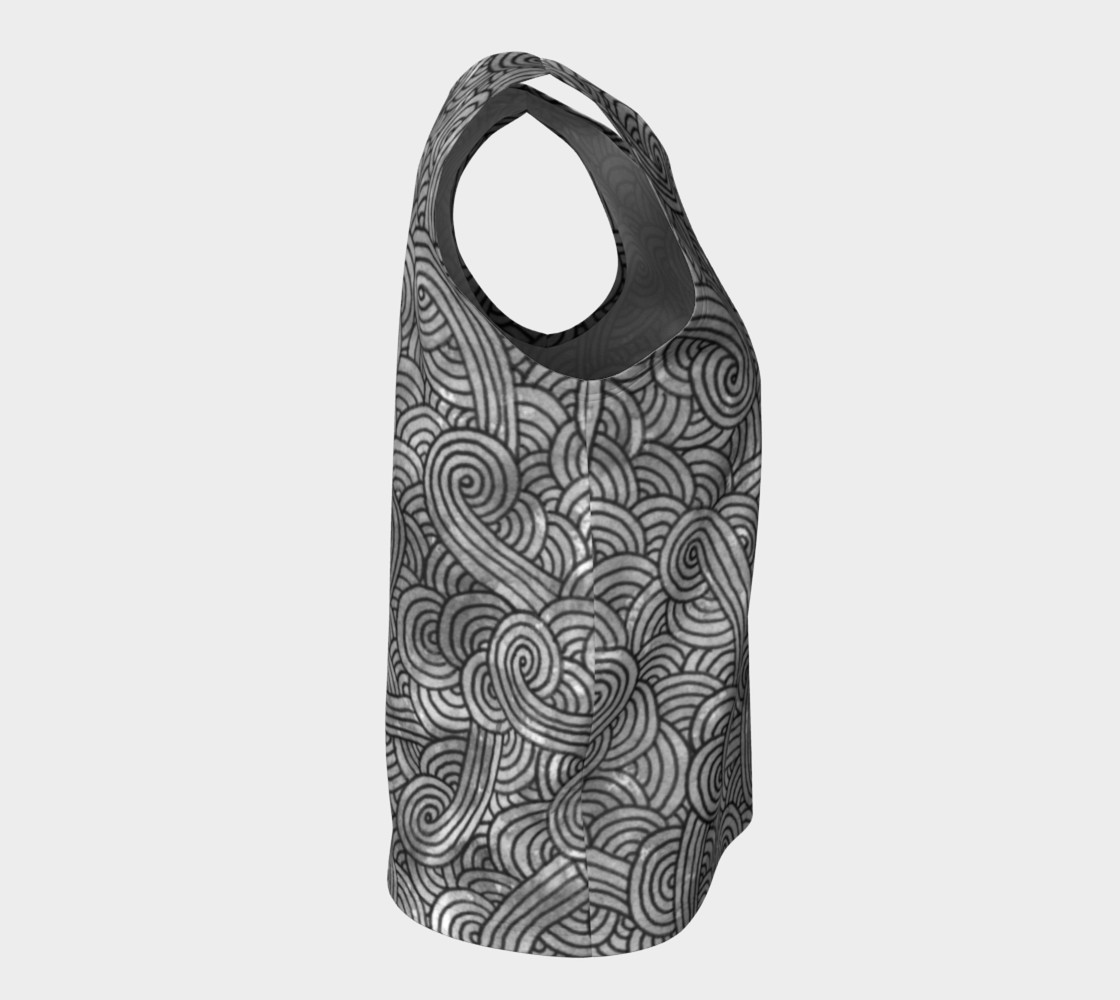 Grey and black swirls doodles Loose Tank Top preview #8