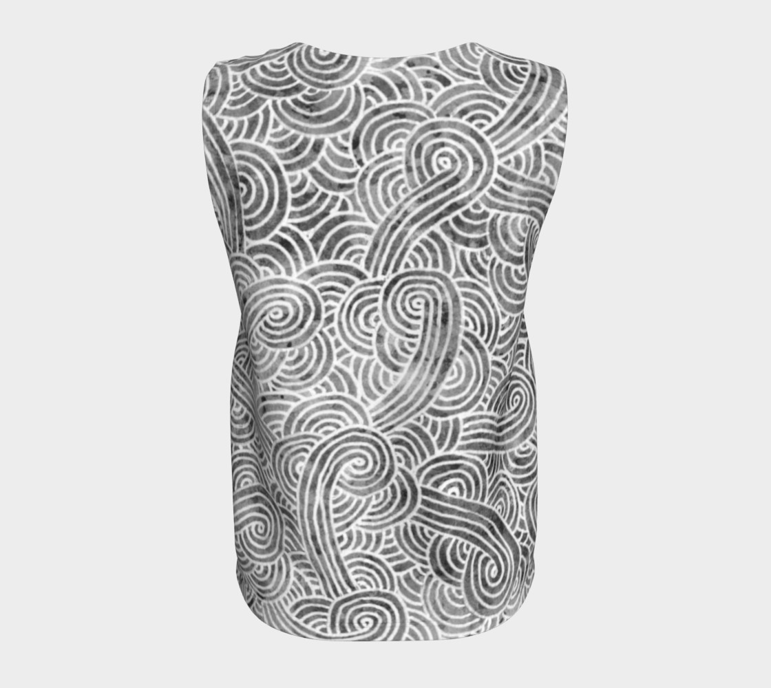 Grey and white swirls doodles Loose Tank Top preview #6