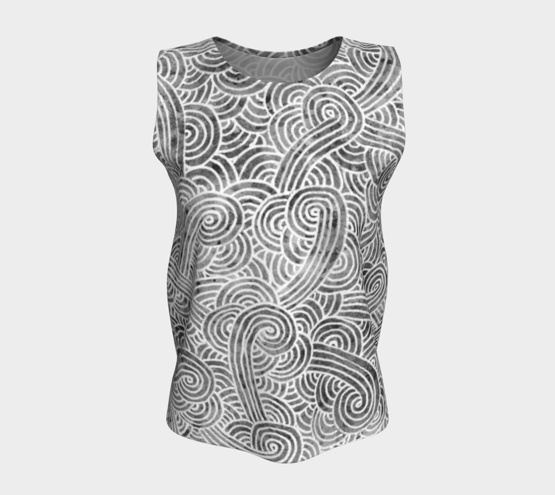 Grey and white swirls doodles Loose Tank Top preview #5