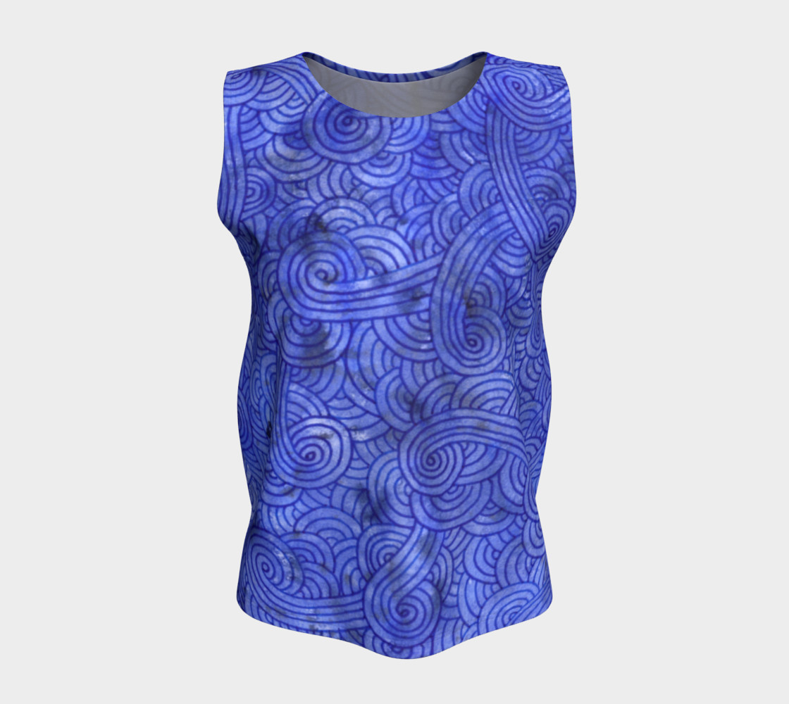 Royal blue swirls doodles Loose Tank Top preview #5