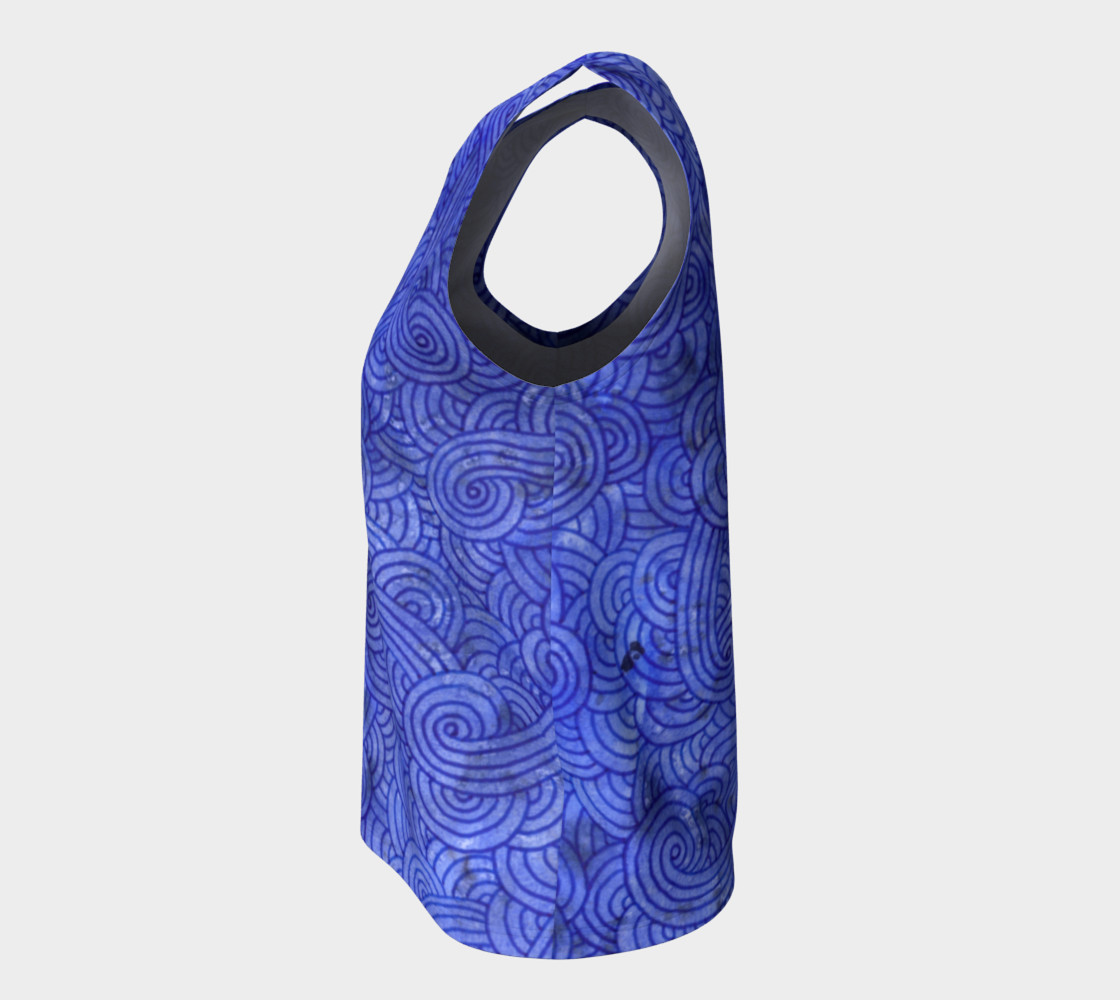 Royal blue swirls doodles Loose Tank Top preview #7