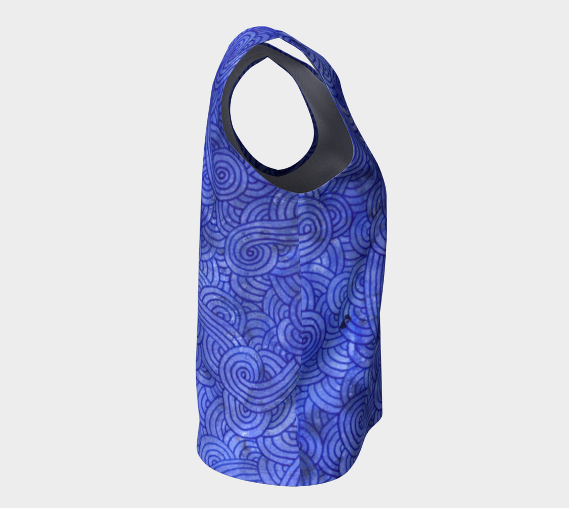 Royal blue swirls doodles Loose Tank Top preview #8