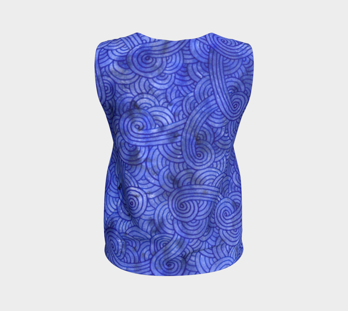 Royal blue swirls doodles Loose Tank Top preview #2