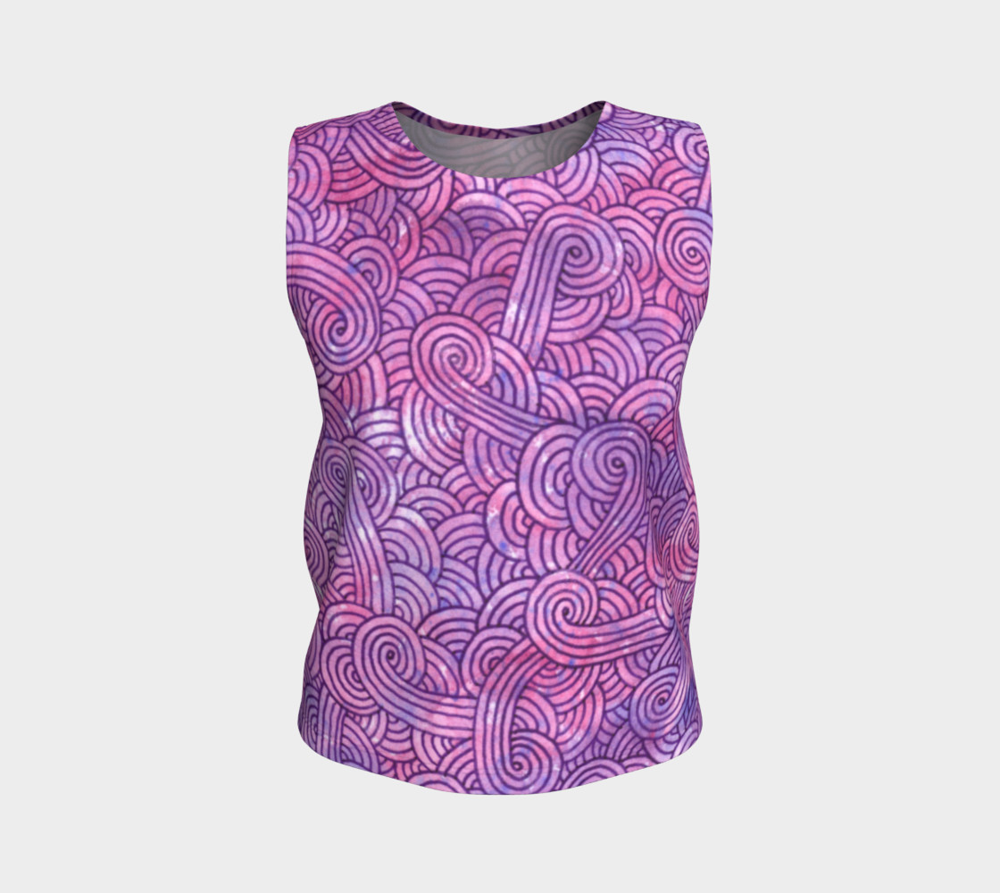 Neon purple and pink swirls doodles Loose Tank Top 3D preview