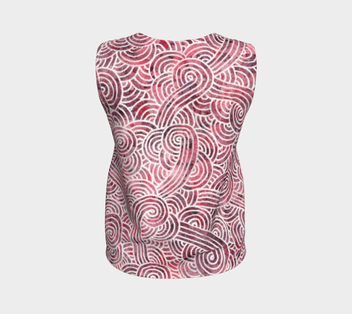 Red and white swirls doodles Loose Tank Top 3D preview