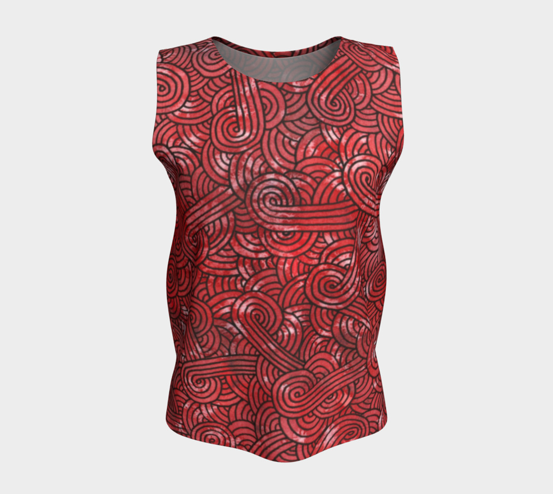 Red and black swirls doodles Loose Tank Top thumbnail #6