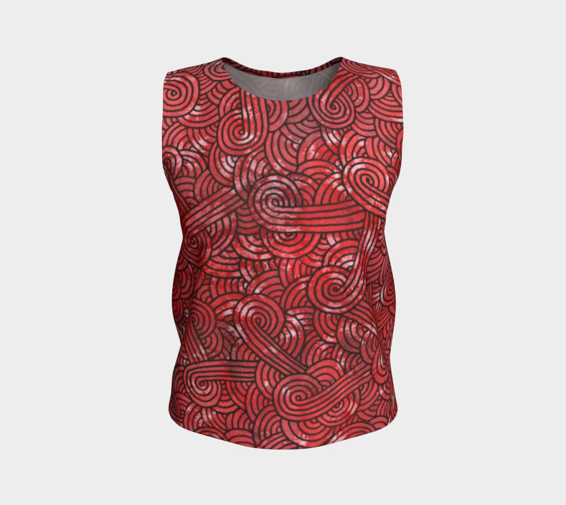 Red and black swirls doodles Loose Tank Top preview #1