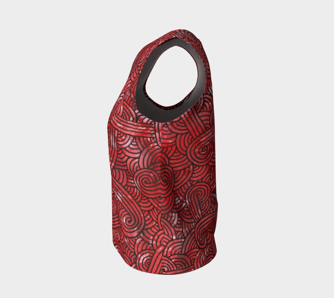 Red and black swirls doodles Loose Tank Top preview #3