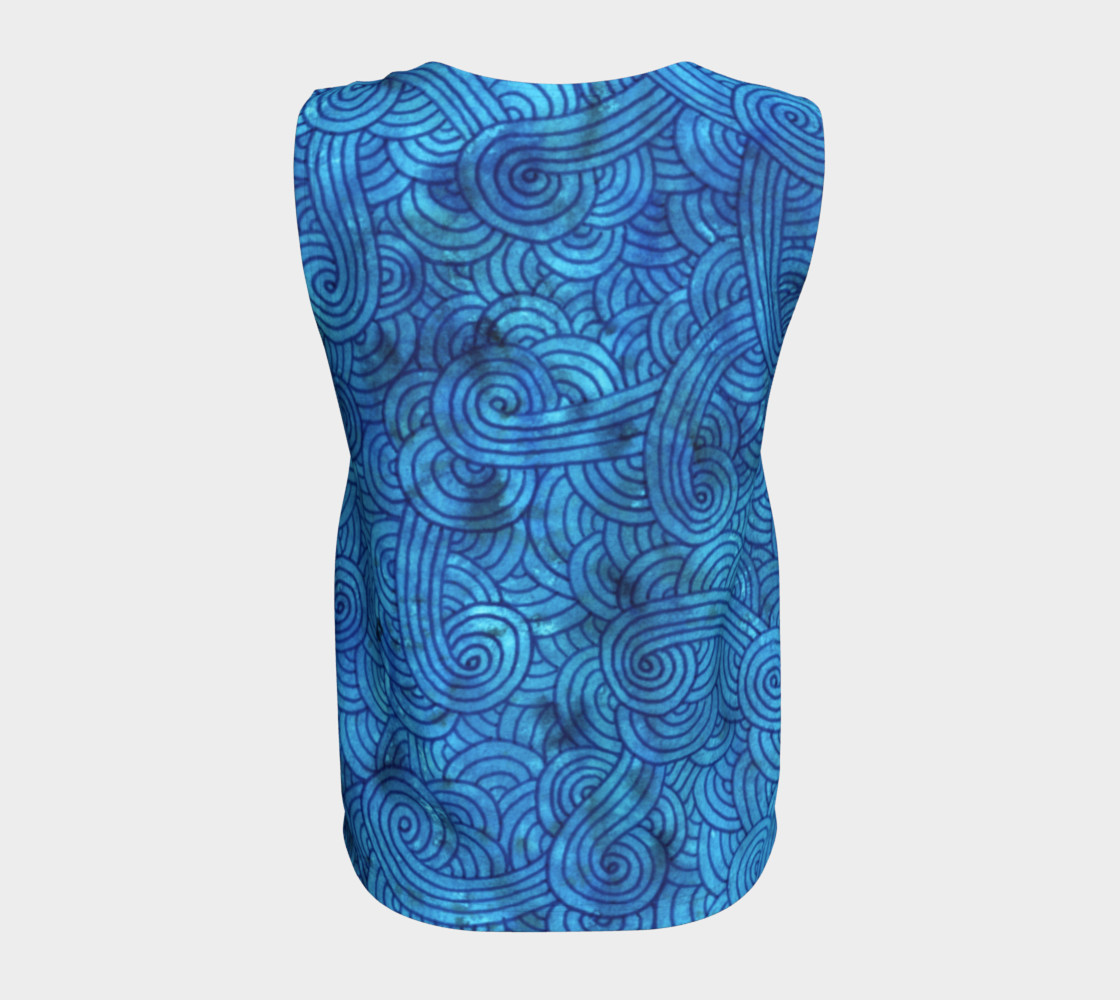 Turquoise blue swirls doodles Loose Tank Top preview #6