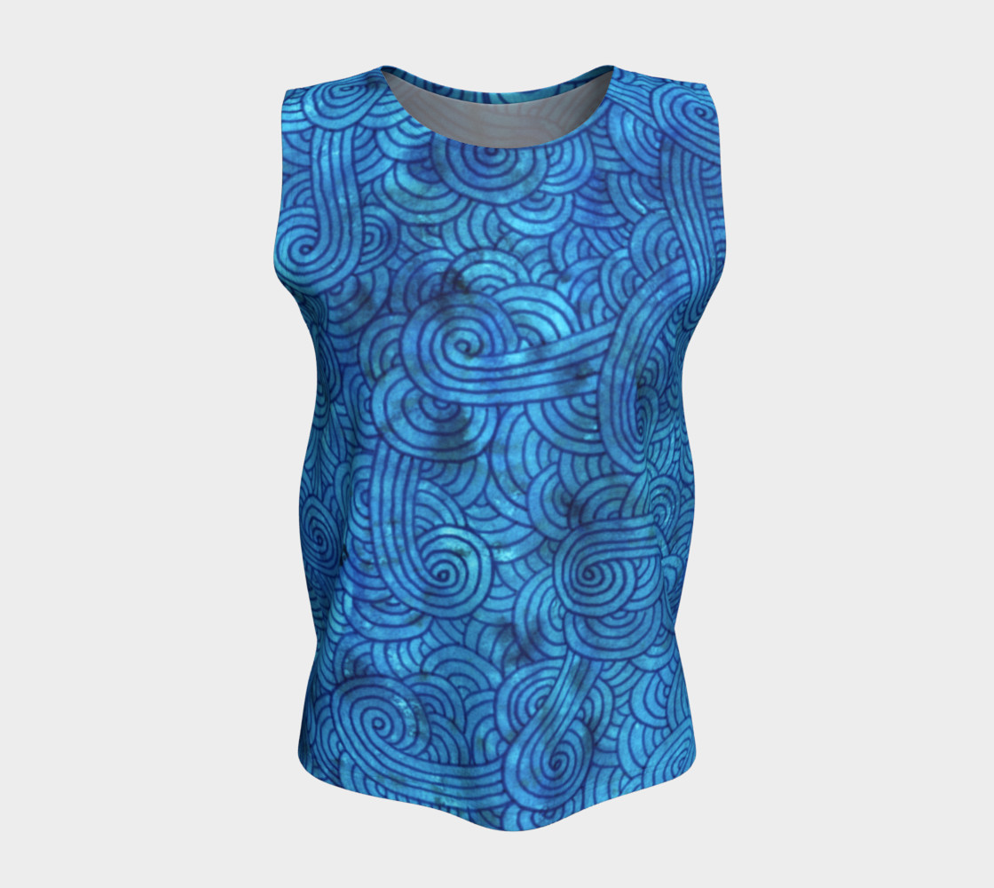 Turquoise blue swirls doodles Loose Tank Top preview #5