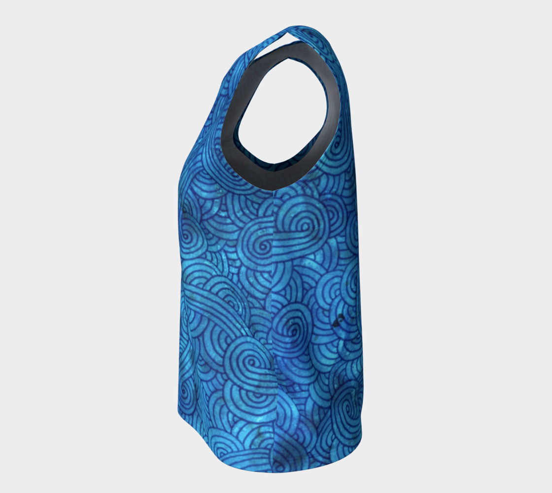 Turquoise blue swirls doodles Loose Tank Top preview #7