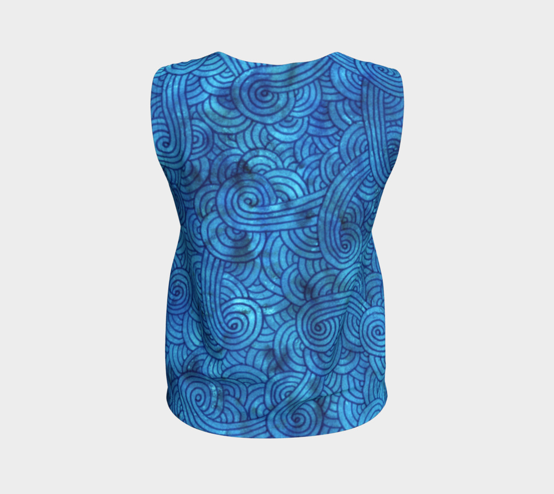 Turquoise blue swirls doodles Loose Tank Top 3D preview