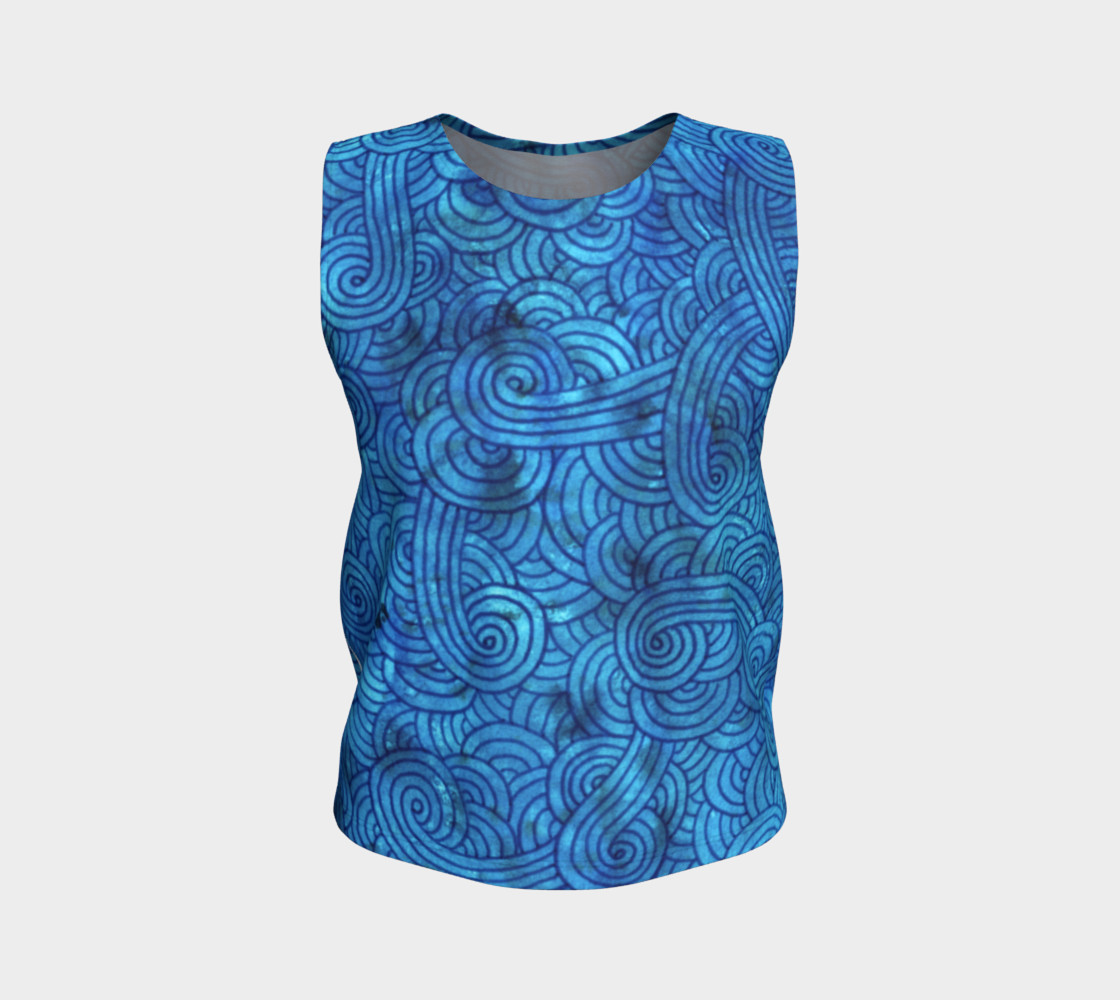 Turquoise blue swirls doodles Loose Tank Top 3D preview