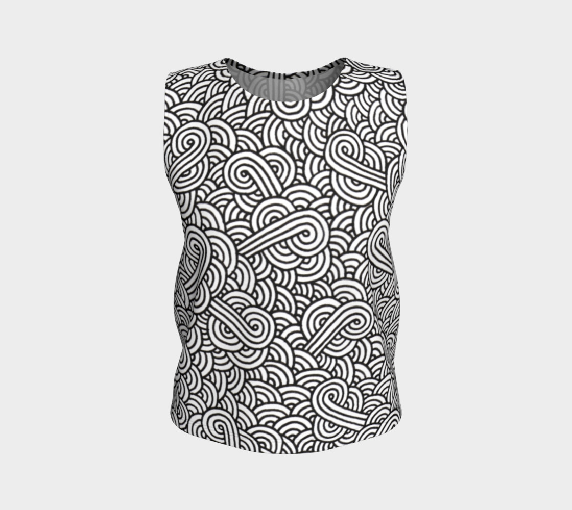 Black and white swirls doodles Loose Tank Top 3D preview