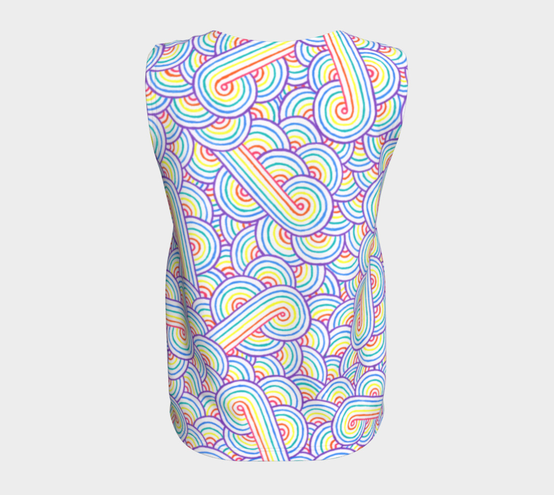 Rainbow and white swirls doodles Loose Tank Top preview #6