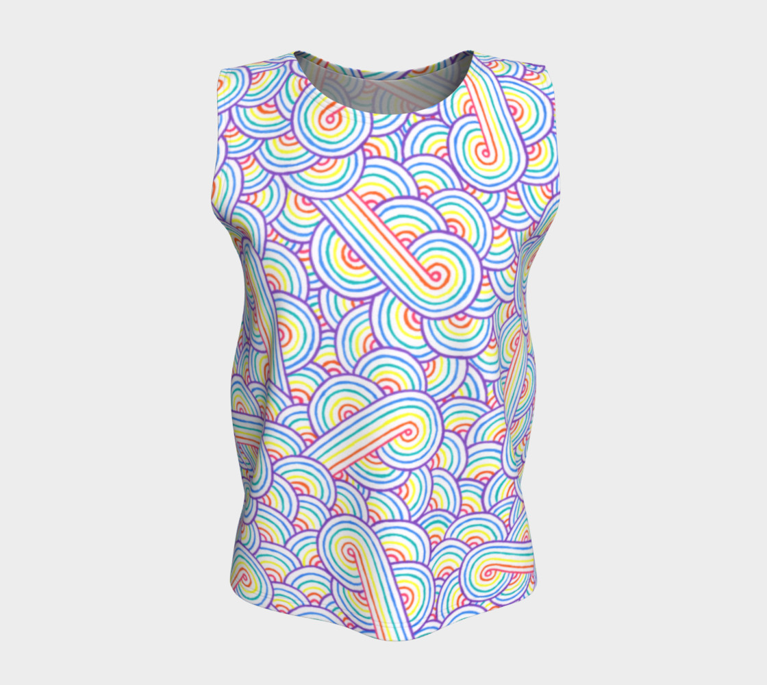 Rainbow and white swirls doodles Loose Tank Top preview #5