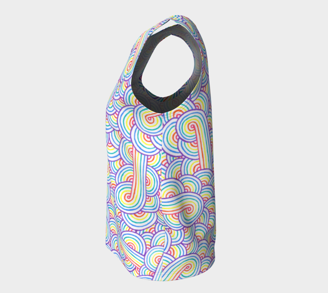 Rainbow and white swirls doodles Loose Tank Top preview #7