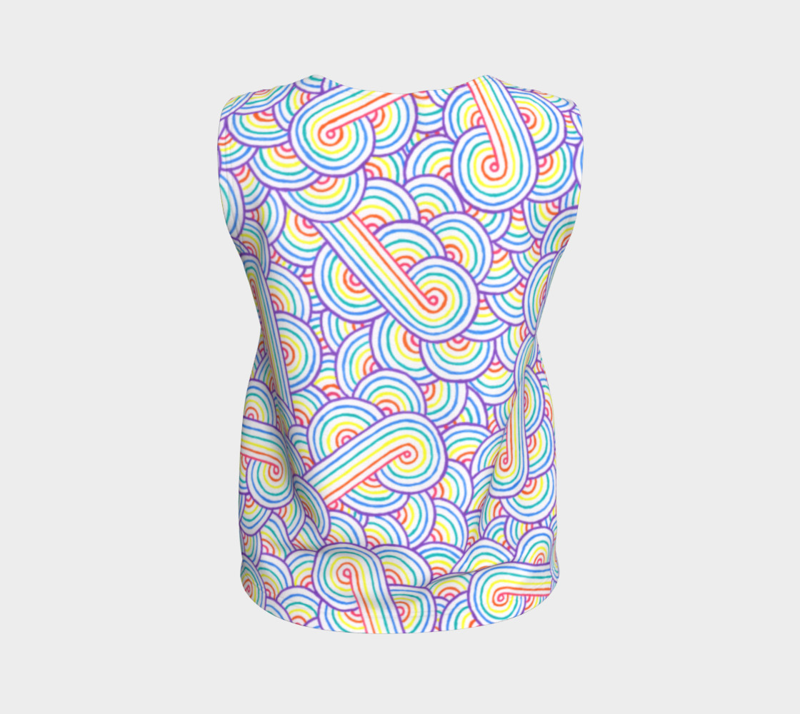 Rainbow and white swirls doodles Loose Tank Top 3D preview