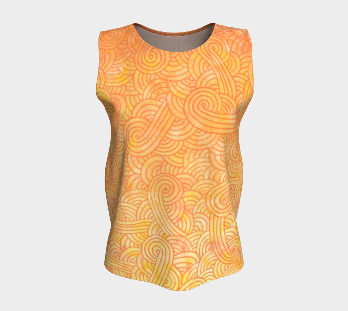 Aperçu de Yellow and orange swirls doodles Loose Tank Top #5