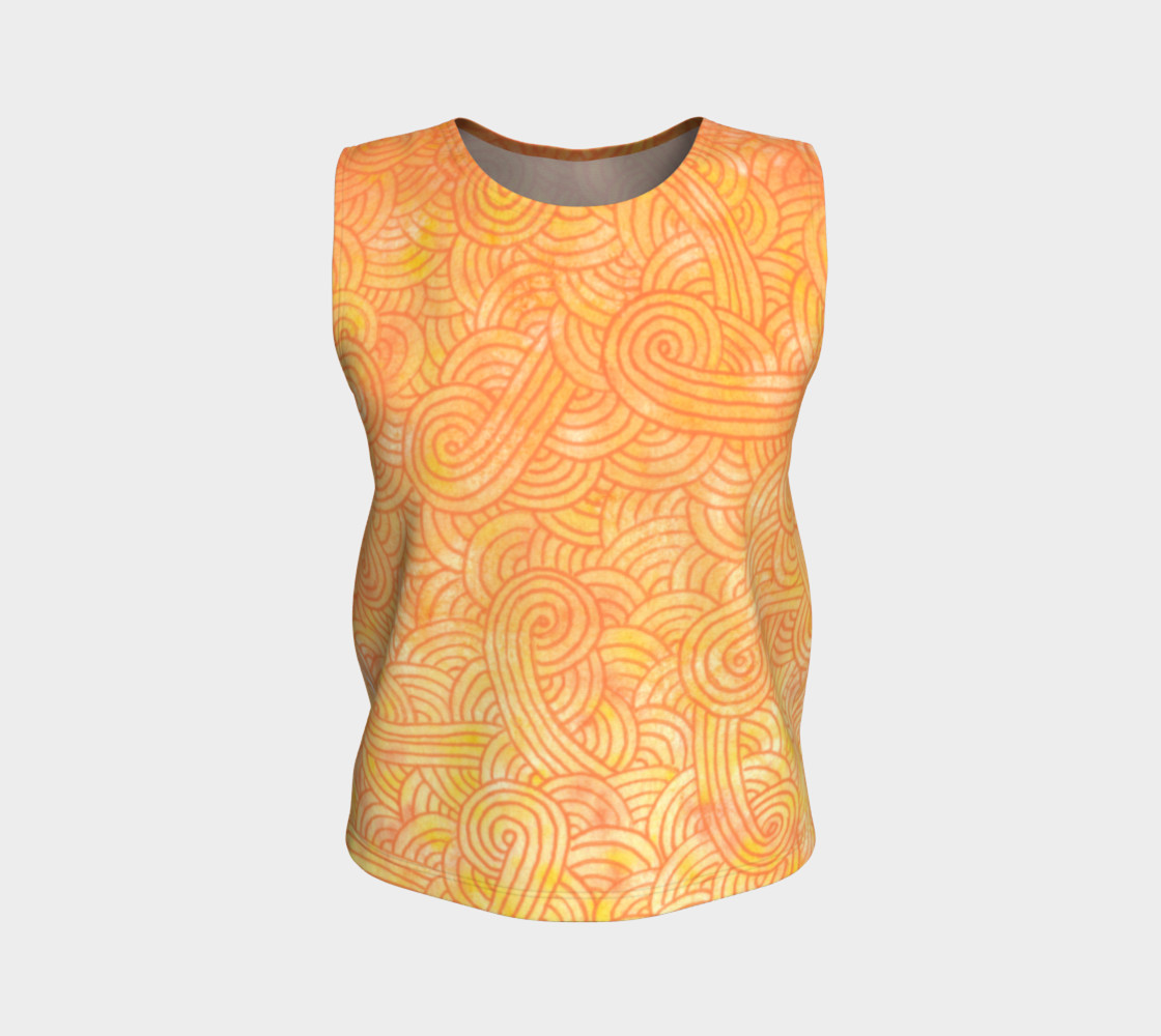 Aperçu de Yellow and orange swirls doodles Loose Tank Top #1