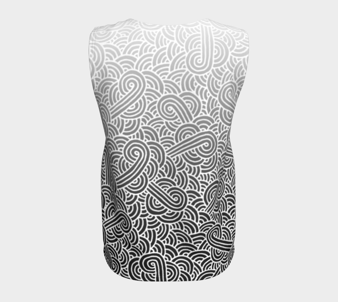 Ombre black and white swirls doodles Loose Tank Top preview #6