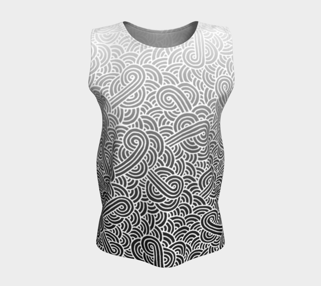 Ombre black and white swirls doodles Loose Tank Top preview #5