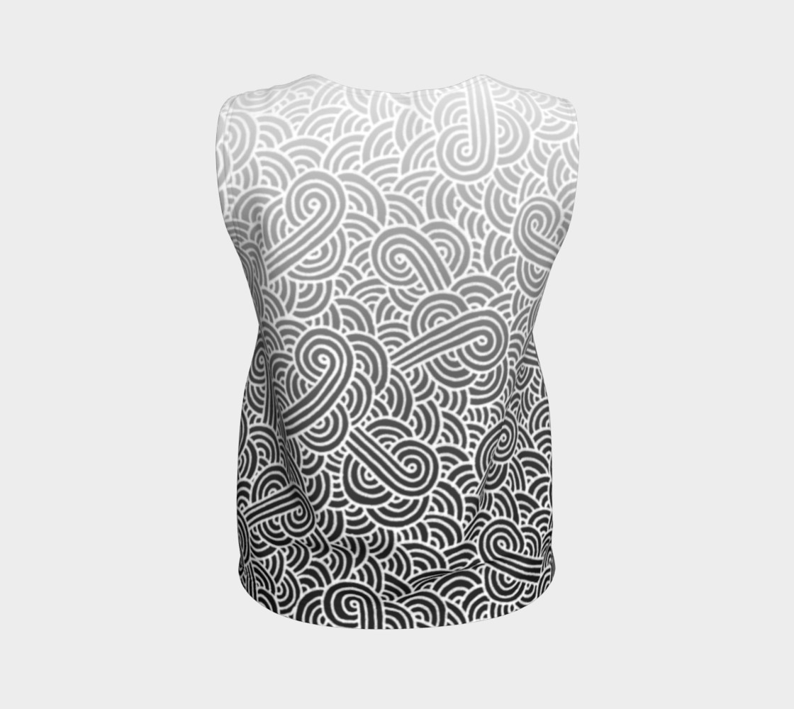 Ombre black and white swirls doodles Loose Tank Top 3D preview