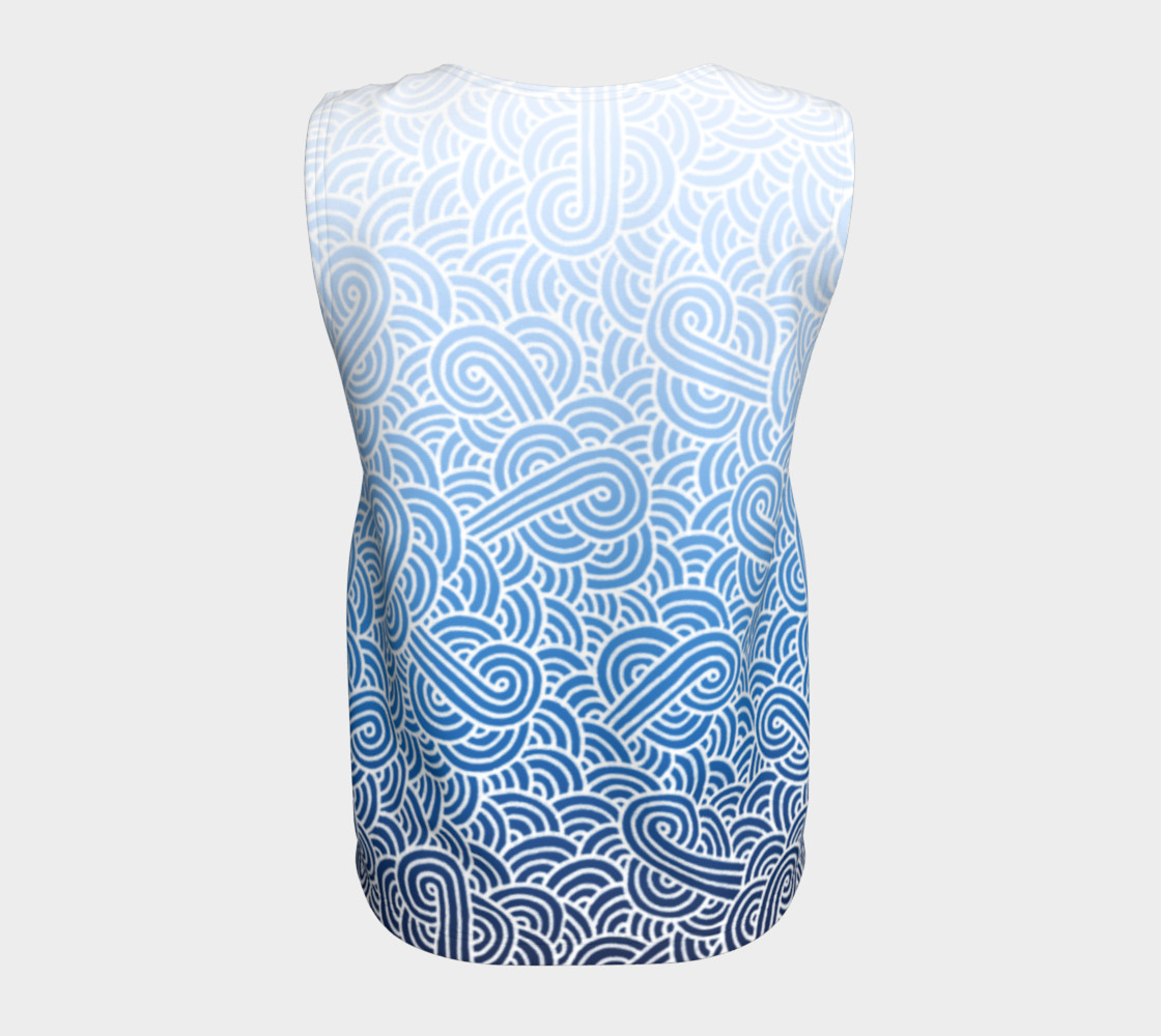 Ombre blue and white swirls doodles Loose Tank Top thumbnail #7